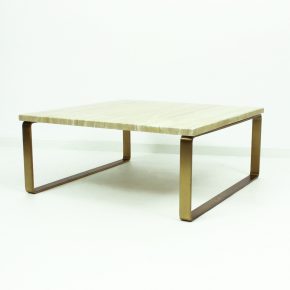 #62 Brass & Travertine Coffee Table • 1062 Primus