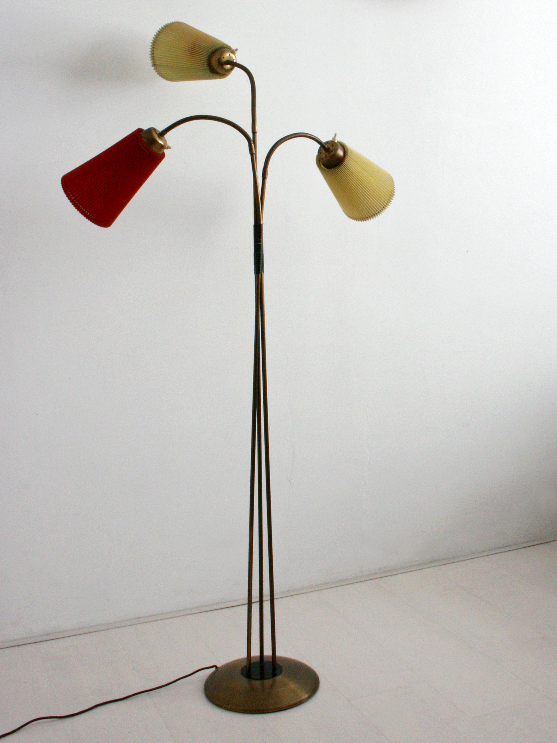 ThreeArm Brass Floor Lamp Good Old Vintage • Design Furniture from